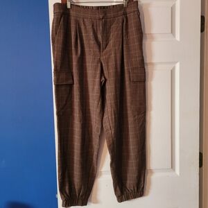 Brown Plaid Cargo Pants